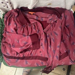 Adorable maroon dress with satin trim